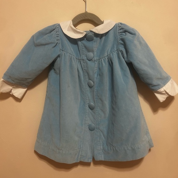 SOLD TBBC Patsy’s Dinner Dress - Brookline Blue Velveteen - Size 2T - Picture 5 of 6